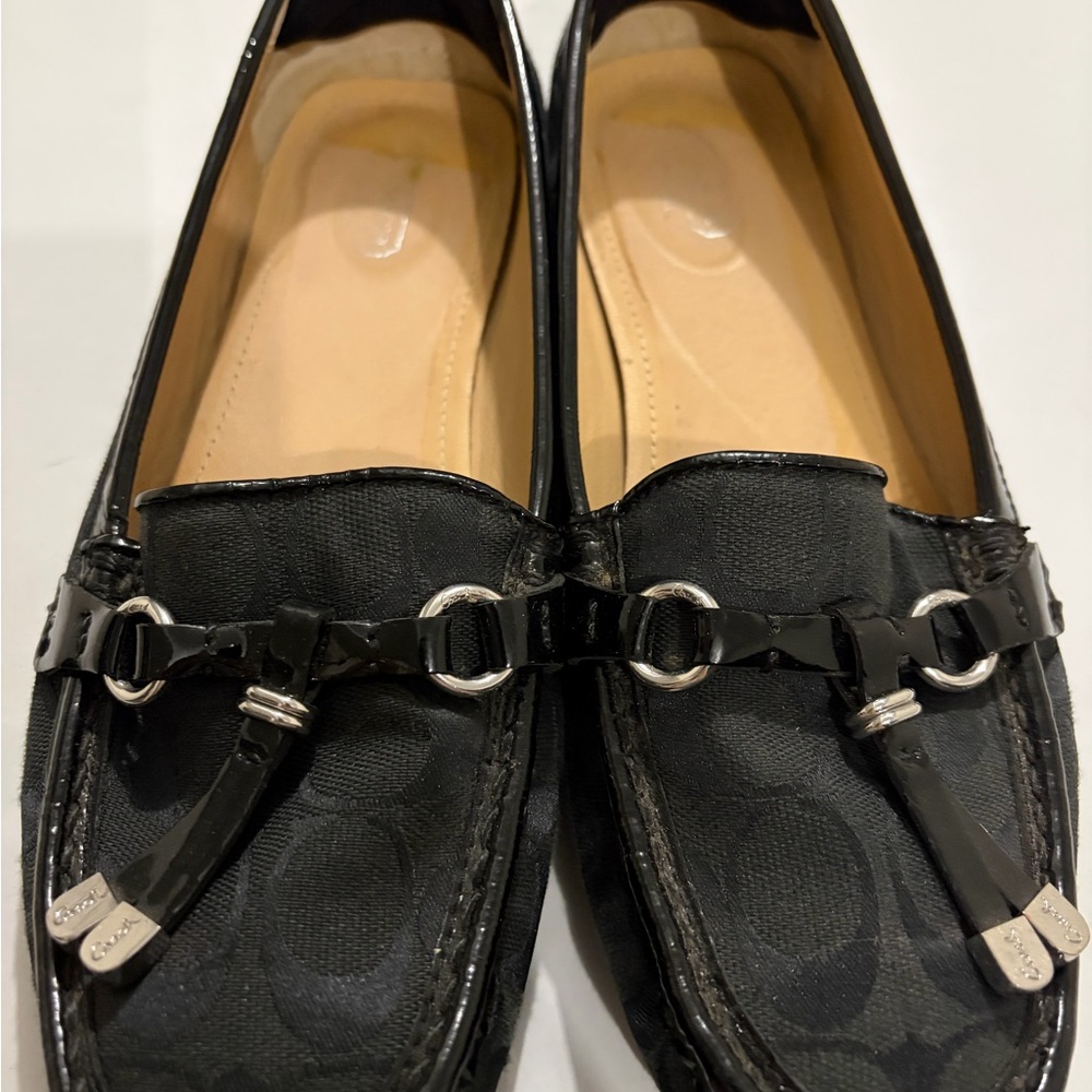 Coach Black Women's Loafers with Silver Accents
